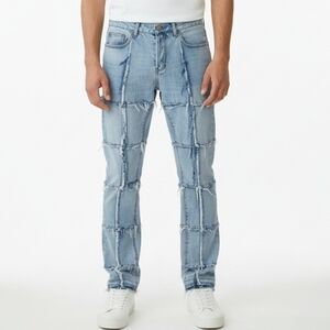 MNML Raw Hem Square Tall and Skinny Button Fly Denim Jeans 28  box14